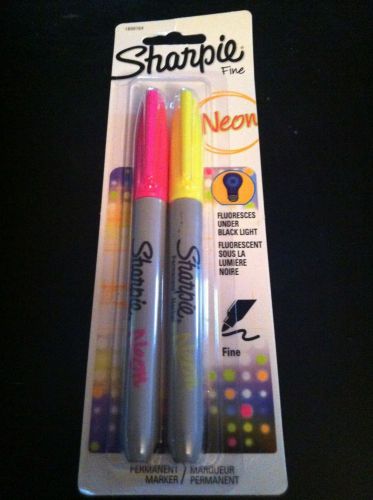 Sharpie neon markers ~ pink &amp; yellow ~ 2 pack school or office supply for sale
