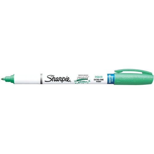 Sharpie Water-Based Glitter Paint Marker, Extra Fine, Aqua, Pack of 12 (174984)