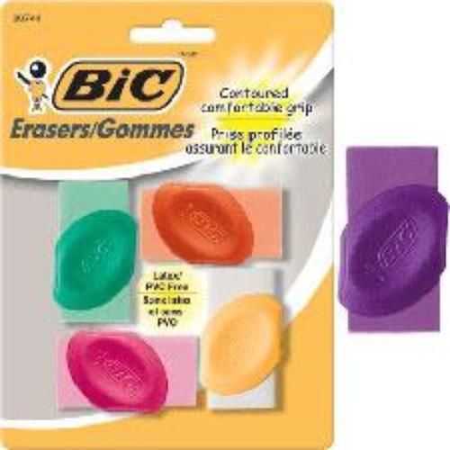 BIC Erasers With Grips Assorted 4 Pack