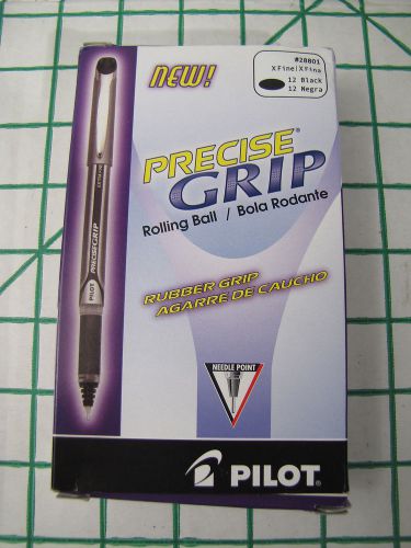 New 12 Pilot Precise Grip Pens Black X-Fine Unused Mint w Box 28801 Rolling Ball