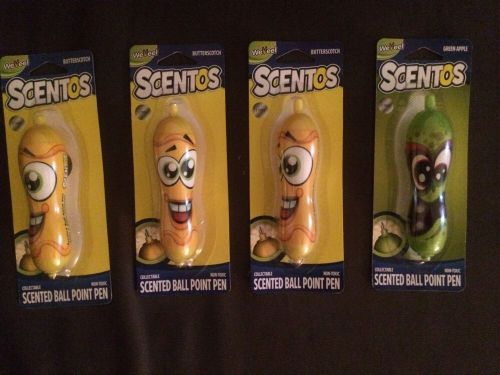 SCENTOS Scented Ballpoint Pens 4 Butterscotch X 3 And Green Apple X 1