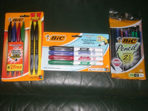 Bic atlantis 6 multi  pens,10mechanical pencils &amp;4 dry erase !free fast ship! for sale