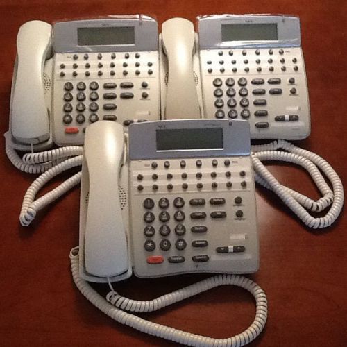 LOT OF (3) NEC DTERM SERIES I DTR-16D-2 (WH) WHITE TELEPHONES
