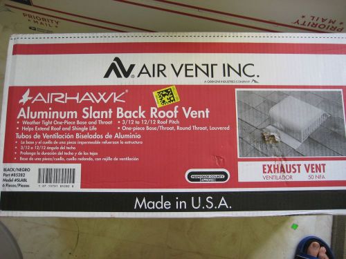 Box of 6 Air Vent Inc. Airhawk Aluminum Slant Back Roof Vent 85282 SLABL Black