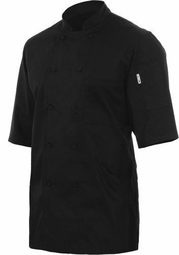 NEW Chef Works JLCV-BLK Montreal Cool Vent Basic Chef Coat  Black  Small