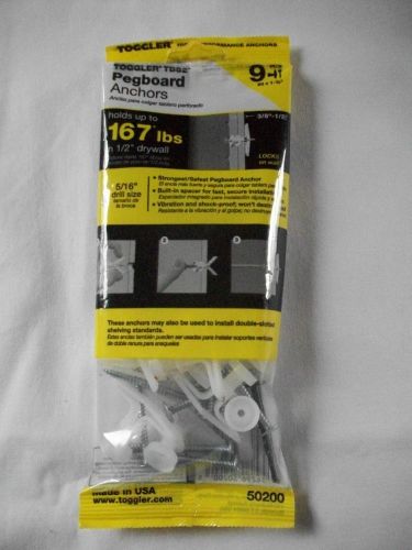 50200 toggler #8 x 1-3/4&#034; pegboard anchors screws 167 lb. max 9-pack *new* for sale
