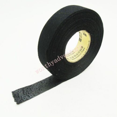 Black linen adhesive fabric cloth wiring loom harness insulating tape (19mmx15m) for sale