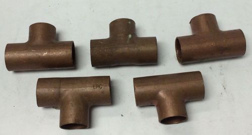 5 pcs lot 1/2&#034; x 1/2&#034; x 1/2&#034; nibco copper 611 tee plumbing fittings 5p098 for sale