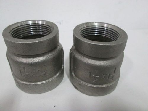 LOT 2 NEW 316 STAINLESS PIPE REDUCER 1-1/2X1-1/4IN NPT COUPLER FITTING D324858