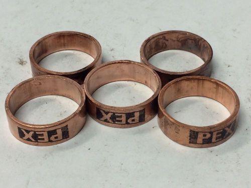 5 Pieces 3/4&#034; PEX Copper Crimp Rings, Sioux Chief SDR 9 NEW