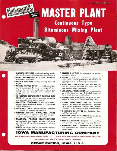 Equipment brochure - cedarapids - master plant controls asphalt bitumen (e1450) for sale