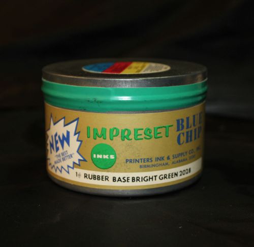 1 lb - impreset blue chip - commercial  rubber base ink - bright green for sale