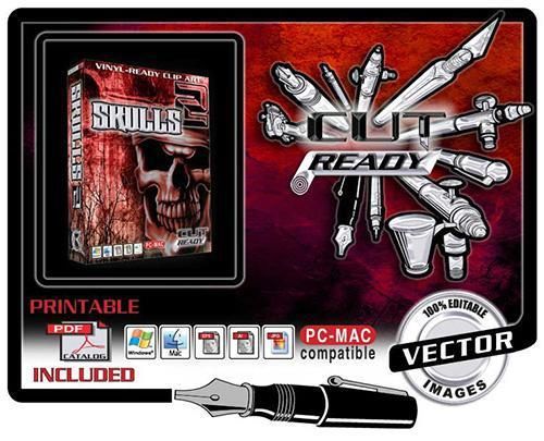 Skull vol 2 vector clip art for vinyl sign plotter - hot selling decals for sale