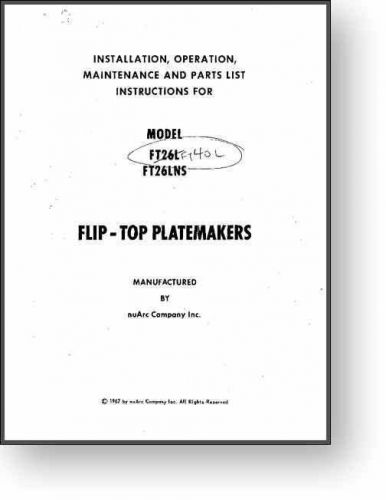 NuArc FT26L Flip-Top Platemaker - Manual