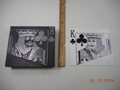 Letterpress Printing Printers Block, Large, King of Clubs, Playing Card