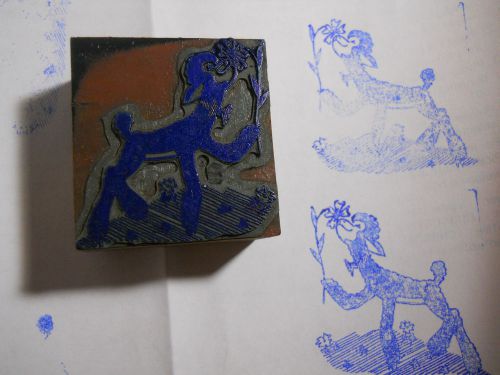 Vintage Victorian style Printers Stamp Blocks-Wood &amp; Metal-poodle flower