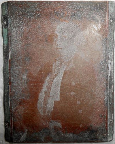 India vintage printers copper block scientist wood base removed from back s1010 for sale