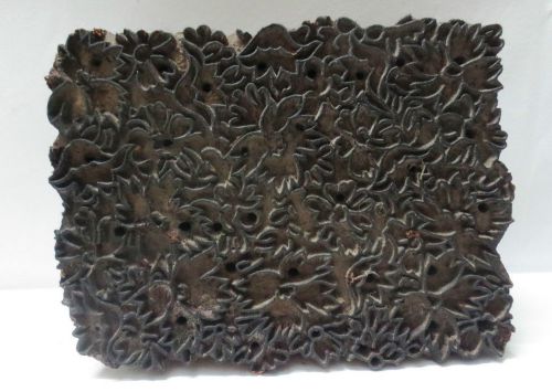 ANTIQUE WOODEN CARVED TEXTILE PRINTING FABRIC BLOCK STAMP WALLPAPER PRINT HOT 66