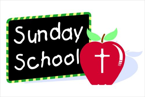 Sunday School Vinyl Sign Banner /grommets 2&#039;x3&#039; made in USA apple rv23