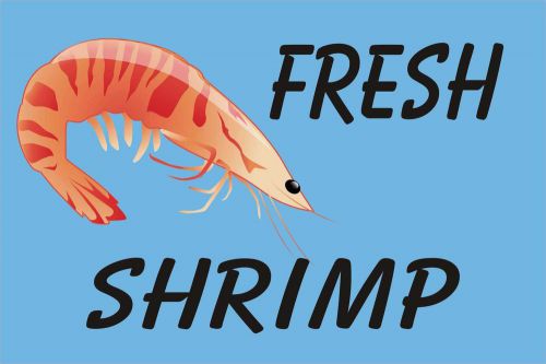 Fresh shrimp advertising vinyl banner /grommets 30x72&#034; made usa blue rv6 for sale