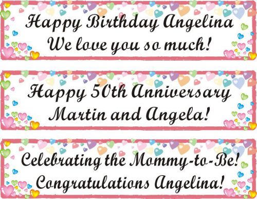 2ftX8ft Personalized Happy Birthday, Anniversary, or Baby Shower Party Banner-S1
