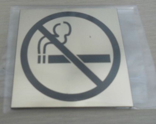 NO SMOKING Sign, 3&#034;x3&#034;, brass plastic, Business Sign