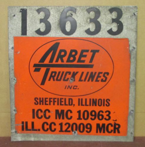 Used arbet truck lines inc chicago, il. semi trailer sign 24in x 26in for sale