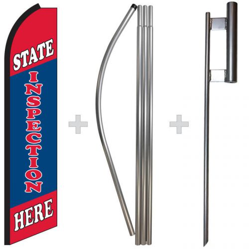 State Inspection Here 15&#039; Tall Swooper Flag &amp; Pole Kit Feather Super Bow Banner