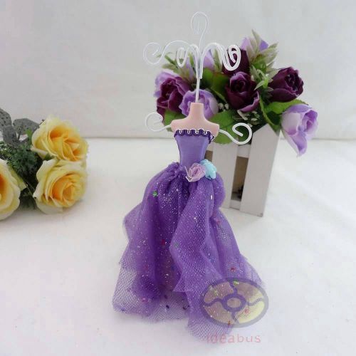 PURPLE Evening Dress Mannequin Jewelry Earring Necklace Display Stand JD15c27