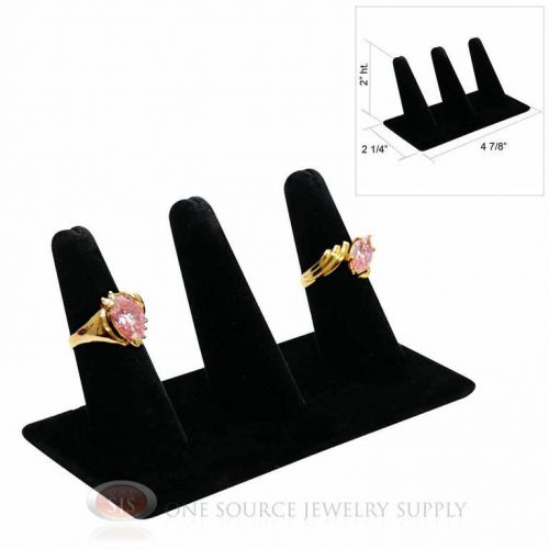 2&#034; Three Finger Black Velvet Ring Display Jewelry Showcase Presentation
