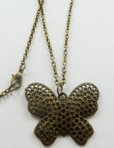 Lots of 10pcs bronze plated butterfly Costume Necklaces pendant 640mm