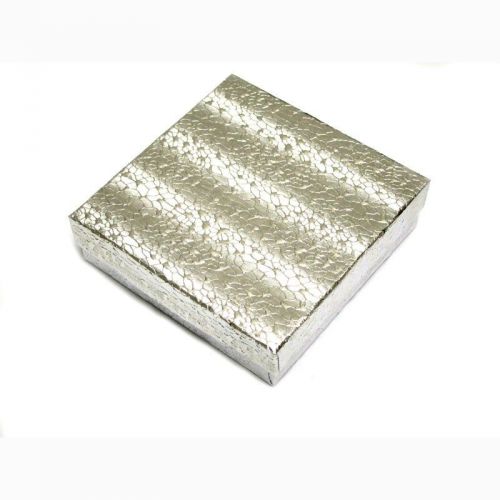 Wholesale 100 Silver Cotton Filled Jewelry Gift Boxes 3 1/2&#034; x 3 1/2&#034;