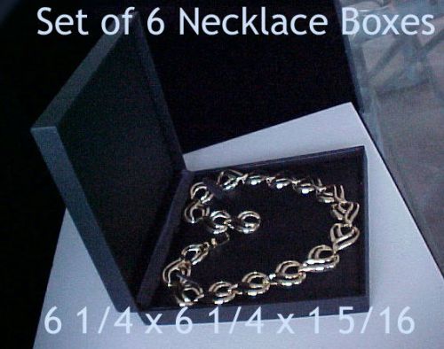 Set of Six Deluxe Super Soft BLACK LEATHERETTE Necklace Chain Pearl Gift Boxes