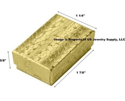 100 small gold cotton fill jewelry packaging gift boxes 1 7/8&#034; x 1 1/4&#034; x 5/8&#034; for sale