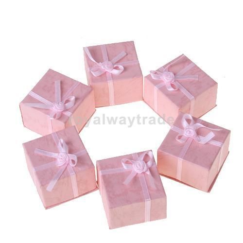 24 x Pink Square Hard Cardboard Gift Jewelry Ring Case Box 40 x 40 x 29 mm New