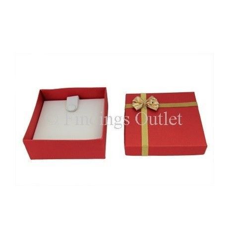 Linen Bow Tie Red Bangle With Snap Gift Boxes With Flocked Foam Insert - 1 Dozen