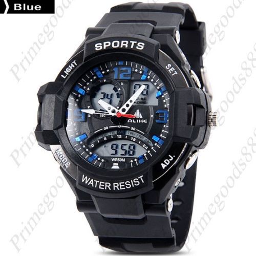 Silicone band analog digital led wrist men&#039;s wristwatch free shipping blue for sale