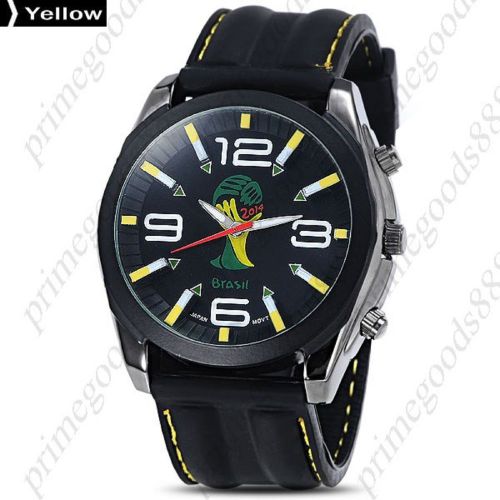 Brazilian World Cup 2014 Brazil Silica Gel Wristwatch Quartz Analog Men&#039;s Yellow