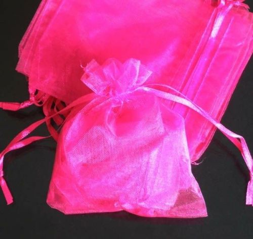 300Pcs Solid Hot Pink Drawstring Organza Flare Wedding Gift Pouch Bag 4.5x3.5&#034;