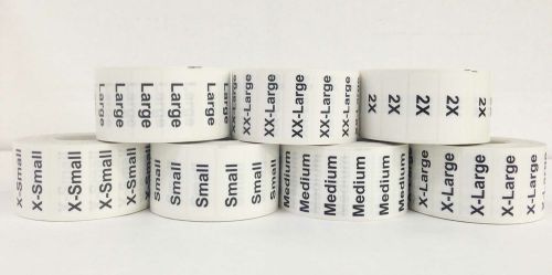 1.25&#034; x 5&#034; Apparel Size Strips - 7 rolls/sizes - 875 Total Strips - 125 per roll