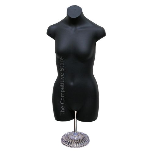 Teen Girl Dress Mannequin Form With Economic Plastic Base Sizes 10-12 - Black