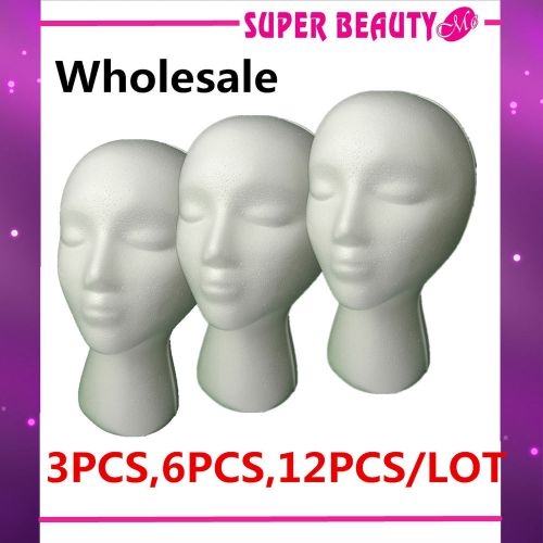 12PCS White STYROFOAM FOAM HEAD MANNEQUIN