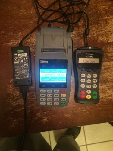 First Data FD50 Credit Card Terminal W/FD-10 KEY-PAD and Adapters