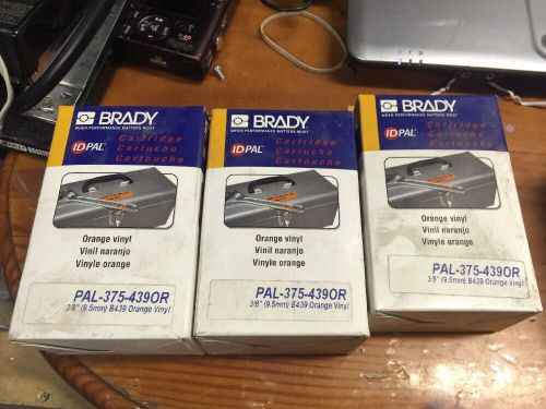 3 Boxes Brady IDPAL PAL-375-439 Orange Vinyl B439 3/8&#034; New
