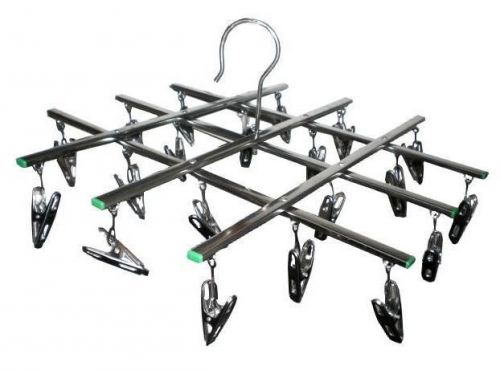 auction EXPANDABLE DISPLAY HANGING RACK 20 METAL CLIPS flags hats ceiling hanger
