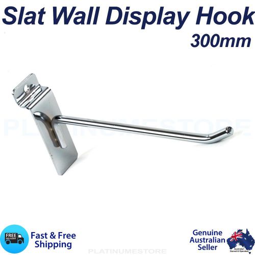 100 x Slat Wall Hooks 300mm Heavy Duty Slatwall Display Board Metal Hook 30cm