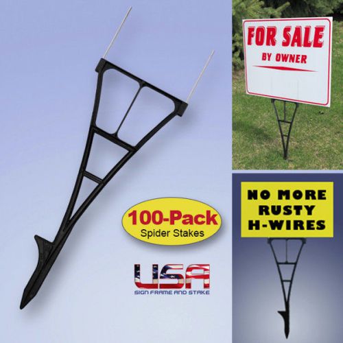 Yard Sign Stakes - H-Wire Yard Stakes Alternative that Won&#039;t Rust - 100-PACK