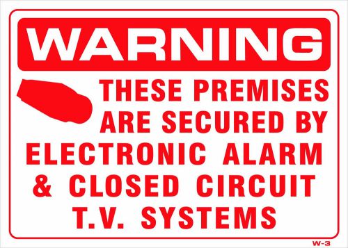 THESE PREMISES ARE SECURED BY ELECTRONIC ALARM... 10&#034;x14&#034; Sign W-3