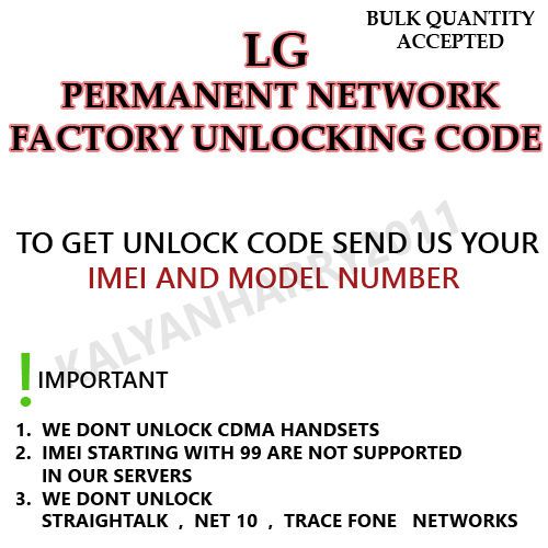 Lg unlock code for t-mobile lg b450 &amp; metropcs lg ms450 network permanent unlock for sale