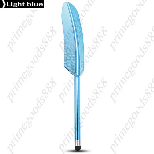 Feather Pattern Touch Capacitive Stylus Pen Smart Phone Retro Cell in Light Blue
